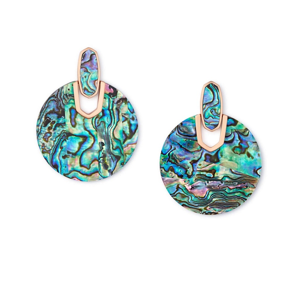 Kendra Scott Didi Blue Green Abalone Earrings with Rose Gold